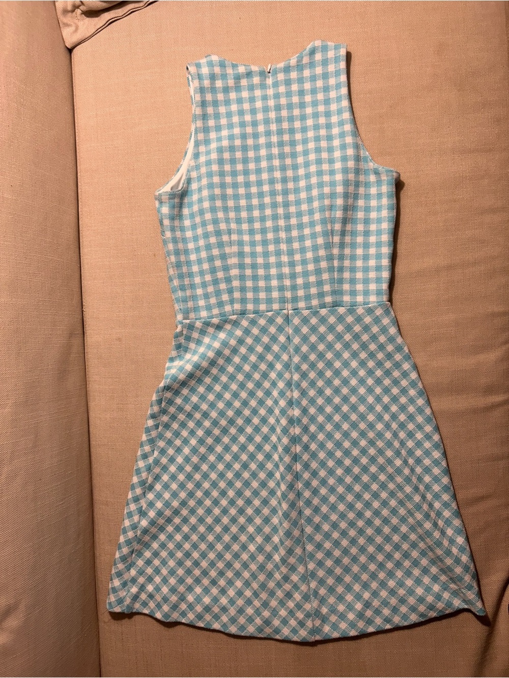 Ann Taylor Blue and White Gingham Sleeveless A-Line Dress